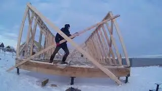 7. Возведение каркасных стен. Как одному поднять стены. Каркасный дом своими руками