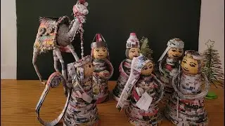DIY, NEWSPAPER NATIVITY DOLLS, Nativity dolls and camel from newspaper, DECORATION CHRISTMAS DOLLS
