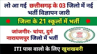 Cg Job Vacancy : छत्तीसगढ़ जिला के 21 स्कूलों में भर्ती 2023 | janjgir chapa, durg, narayanpur bharti