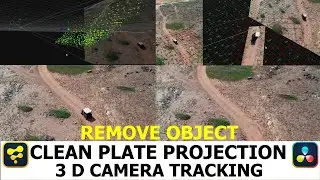 3D Camera Tracking & Remove Object With Clean Plate Projection In Fusion Studio & Davinci Resolve18
