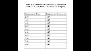 Оголошення про поминальні дні: графік перевезень
