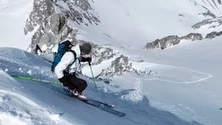 Skiing Split Mountain's North Face