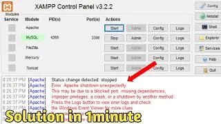 📀Xampp Problem || apache shutdown unexpectedly in Xampp ||  How to Fix ? Bangla | Xampp Not Start |