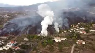 Lava from La Palma volcano swallows swimming pool as quakes shake spanish island