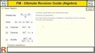 Algebra Basics - Ultimate revision guide for Further maths GCSE