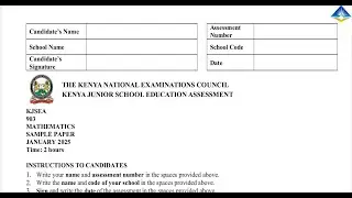 KJSEA MATHS 903 SAMPLE EXAMINATIONS 2025