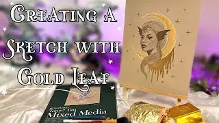 My first time drawing with gold leaf ✨
