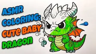 ASMR Coloring Cute Baby Dragon 🐉✨ | Relaxing Fantasy Art and Background Music