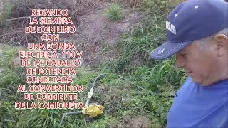 RIEGO CON BOMBA ELECTRICA DE 110 V. Y  DE 1/2 CABALLO DE POTENCIA LAS SIEMBRAS DE DON LINO PELAYO