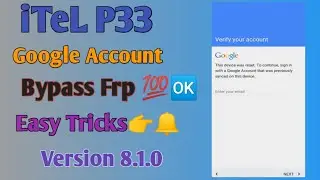 itel P33|Model:W5504 Google Frp Protection Bypass|Sim With Contact 100%👉🔔🆗