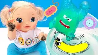 Люся Не верит в Бактерии и Вирусы! Как Мама Учила Куклу Мыть Руки Мультик 108мама тв