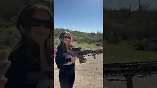 Russian girl shoots gun for first time. Sig XM7. Spear 308. 