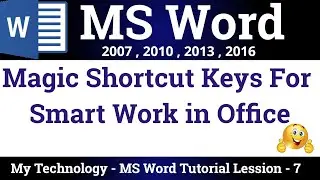 Magic shortcut keys for office Word in Hindi by || My Technology ||