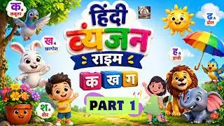 Hindi Vyanjan Song Part 1~क ख ग घ.......फ~व्यंजन~Hindi Alphabet Rhymes for Kids🎶~हिंदी गीत 