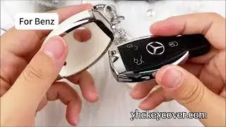 Silver White Car Key Fob Cover for Benz with Diamond Keychain