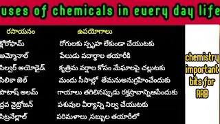 //Chemistry in everyday life//Chemistry for rrb group d//RRB important topics//