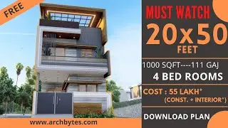 20x50 Feet House Design 3d | 4 Bedrooms| 1000 Sqft| 111Gaj| 6x15 metrs| Terrace Garden |Archbytes