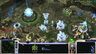 StarCraft II Protoss vs. 2 Random Harder AI