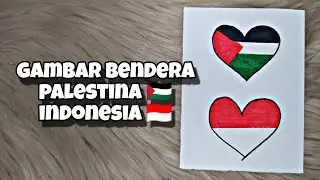 menggambar bendera palestina 🇮🇩 + palestina 🇵🇸