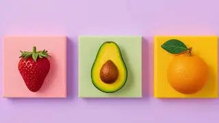 3 Mini Canvas Challenge 🎨 | Pink, Green & Yellow 3D Fruit Art