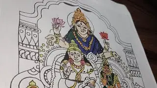 Lakshmi Mata Drawing | Very easy Lakshmi illustration. lakshmi drawing step by step easy