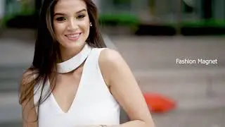 Model with sheer dress during the photoshoot in slow motion