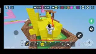 Using the barbarian kit in Roblox Bedwars.