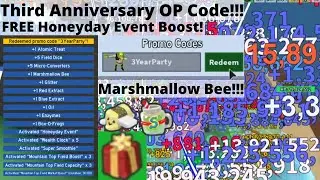 2021 OP Third Anniversary Code! Free Honeyday Event, Marshmallow Bee, and More! Bee Swarm Simulator