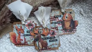 Autumn mixed media tags. Let's add some color🩵#scrapbooking #mixedmedia #scrap #autumn #artandcraft