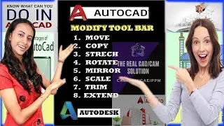 AUTO CAD MODIFY TOOLBAR - [MOVE, COPY, STRETCH, ROTATE, MIRROR, SCALE, TRIM, EXTEND]_FULL TUTORIAL..