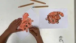 Рисуем вместе с ребенком. Как нарисовать котика просто. Урок рисования. Рисуем котика. Рыжий кот.