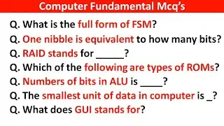 Top 50 Computer Fundamental MCQ | computer fundamental mcq question with answer - computer mcq