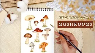 Easy Mushrooms Watercolor Painting Tutorial for Beginners • How To Paint Watercolor Mushrooms 🍄