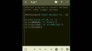 Python program to convert decimal into other number systems