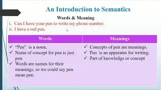 An Introduction to Semantics Lecture 1