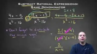 How to Subtract Two Rational Expressions with the Same Denominator