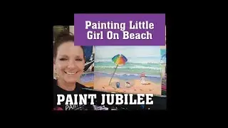 Painting Little Girl on Beach
