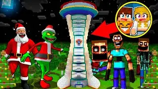Hiding in the Paw Patrol Tower from the monsters in Minecraft! (Grinch, Santa Claus, Mimic Dweller)