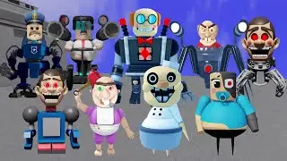 Bosses In All Scary Obby Games - Barry's Mech Robot, Stinky-Inator, Mr Funny Spider, Grandpa, Granny