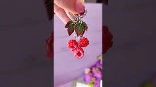 Серьги с сочной малиной #diy #ручнаяработа #полимернаяглина #лепка