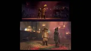 El Gato con Botas: duelo de baile.  Película vs Videojuego