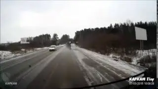 Truck wheel comes off, hits car