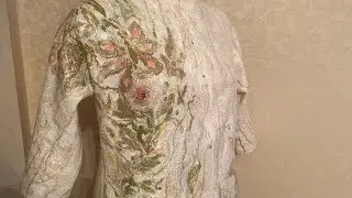 Белый валяный жакет пастельные цветы