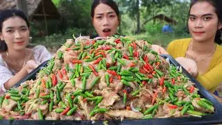 Yummy cooking pork stir-fry with green chili recipe - Pork stir-fry recipe