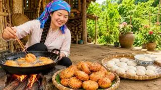 Mother Duong Makes Banh Ran with Her Children to Sell at the Village Market