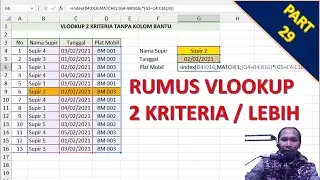 29. Vlookup 2 kriteria tanpa kolom bantu di excel