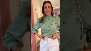 Blusa 3/4 em tricoline + Calça slouchy em sarja