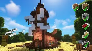 minecraft | how to build a simple cozy windmill base (tutorial)