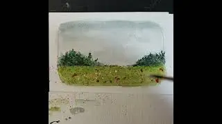 Tiny abstract watercolor landscape