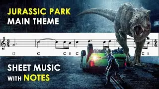 Theme From Jurassic Park | Sheet Music with Easy Notes for Recorder Flute Violin Beginners Tutorial